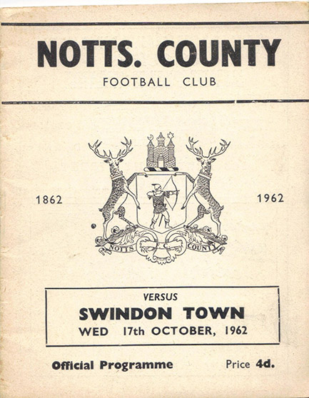 <b>Wednesday, October 17, 1962</b><br />vs. Notts County (Away)